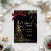 Invitation pour un arbre de Noël doré scintillant