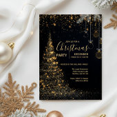 Invitation pour un arbre de Noël doré scintillant