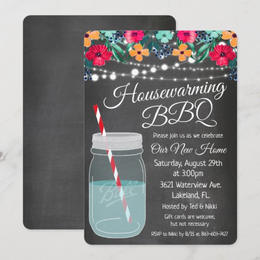 Invitation pour un barbecue de pendaison de crémai (Devant / Derrière)