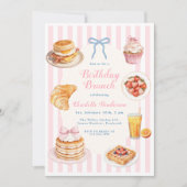 Invitation pour un brunch d'anniversaire Pink Coqu (Devant)