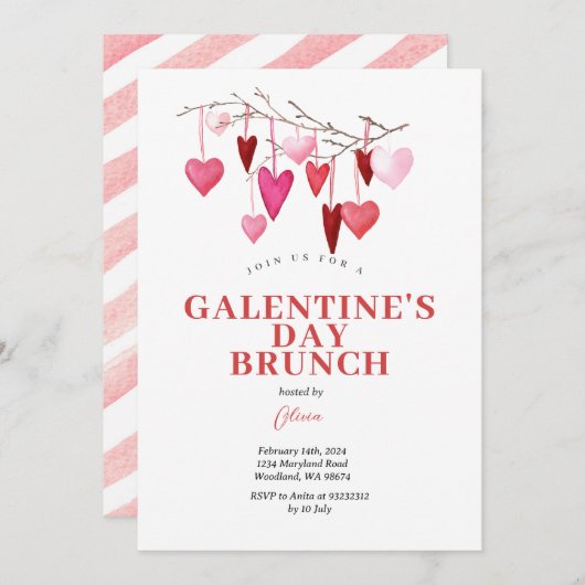 Invitation pour un brunch de la Saint-Valentin ent (Devant / Derrière)