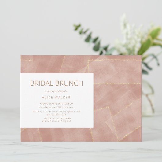 invitation pour un brunch de mariée en or rose mod (Debout devant)