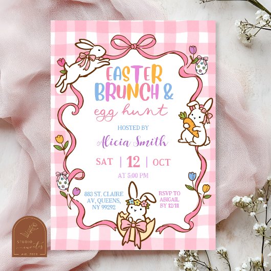 Invitation pour un brunch de Pâques et chasse aux