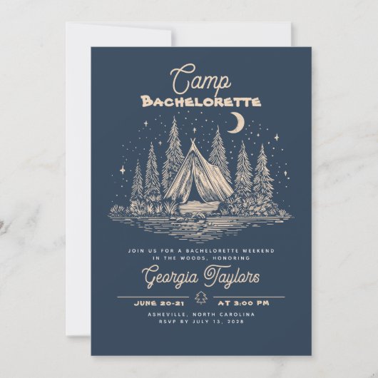 Invitation pour un camp de enterrement de vie de j (Devant)
