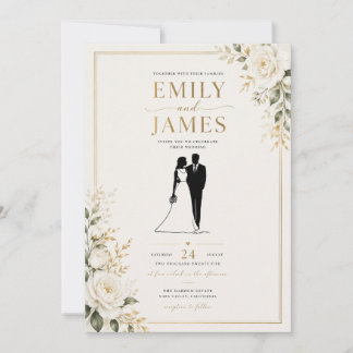 Invitation pour un Couple en Ligne Art Moderne
