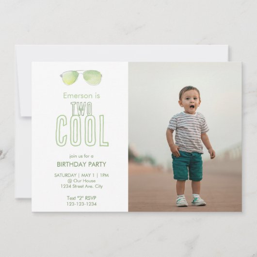 Invitation pour un deuxième anniversaire Two Cool (Devant)