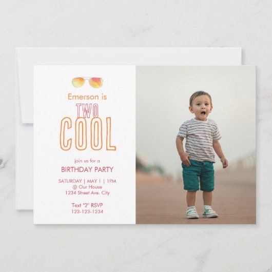Invitation pour un deuxième anniversaire Two Cool (Devant)