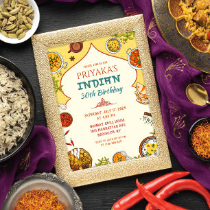 Invitation pour un dîner d'anniversaire indien