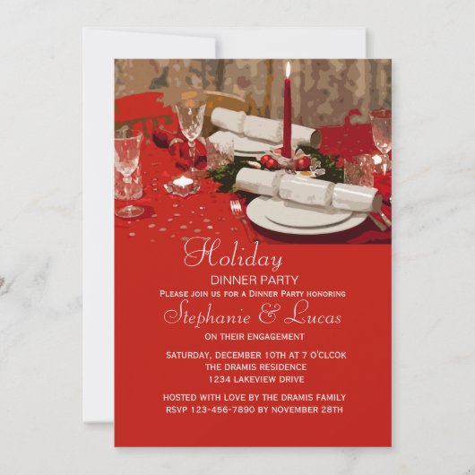 Invitation pour un dîner de fête sur une table de (Devant)