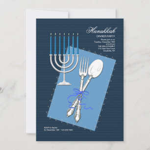 Invitation pour un dîner de Hanukkah avec couverts