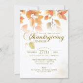 Invitation pour un dîner de Thanksgiving rustique (Devant)