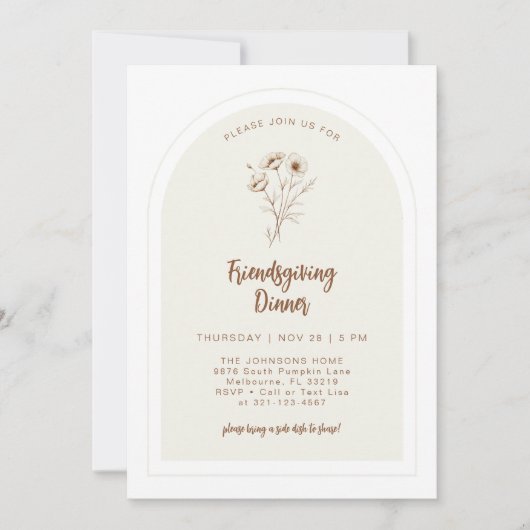 Invitation pour un dîner moderne de Friendsgiving  (Devant)