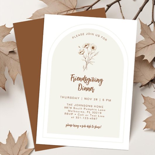 Invitation pour un dîner moderne de Friendsgiving 