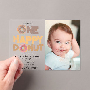 Invitation pour un gâteau donut heureux 1er Premie