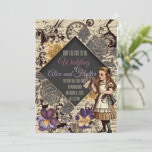 Invitation pour un mariage au pays des merveilles (Debout devant)