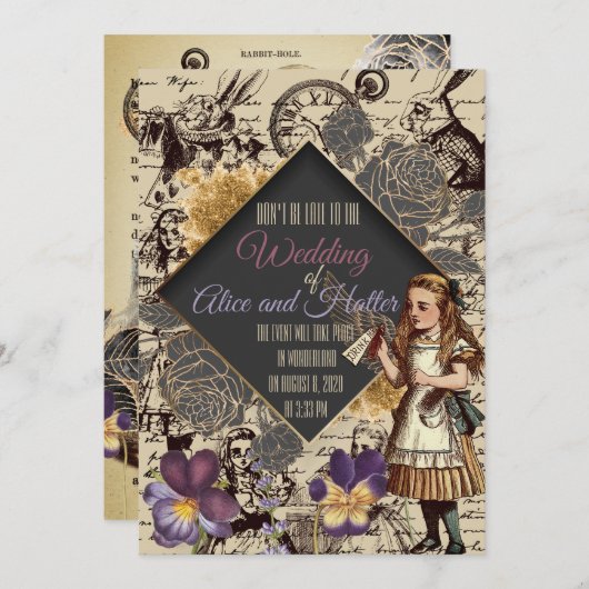 Invitation pour un mariage au pays des merveilles (Devant / Derrière)