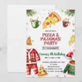 Invitation pour un Noël Pizza et Pyjama (Devant / Derrière)