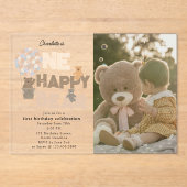 Invitation pour un ours heureux pour un 1er annive (Recto)