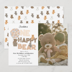 Invitation pour un ours heureux pour un premier an