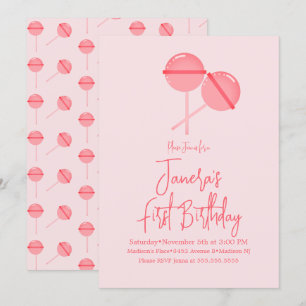 Invitation pour un premier anniversaire au bonbon