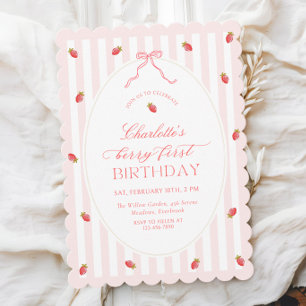 Invitation pour un premier anniversaire aux rayure