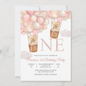 Invitation pour un premier anniversaire avec ballo (Devant)