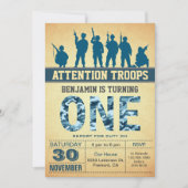 Invitation pour un premier anniversaire avec camou (Devant)
