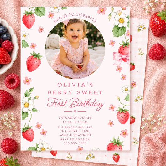 Invitation pour un premier anniversaire Berry Swee