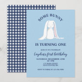 Invitation pour un premier anniversaire bleu avec (Devant / Derrière)