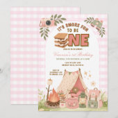 Invitation pour un premier anniversaire de camping (Devant / Derrière)