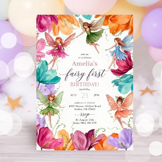 Invitation pour un premier anniversaire de fée, In
