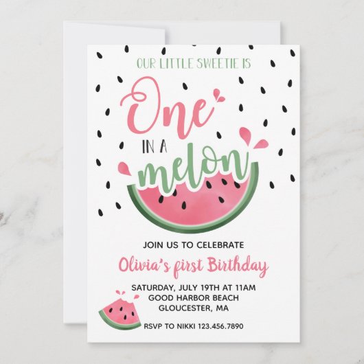 Invitation pour un premier anniversaire de One in (Devant)