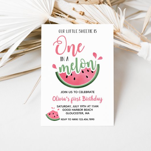 Invitation pour un premier anniversaire de pastèqu