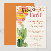 Invitation pour un premier anniversaire Fiesta (Devant / Derrière)