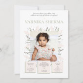 Invitation pour un premier anniversaire fleuri (Devant)
