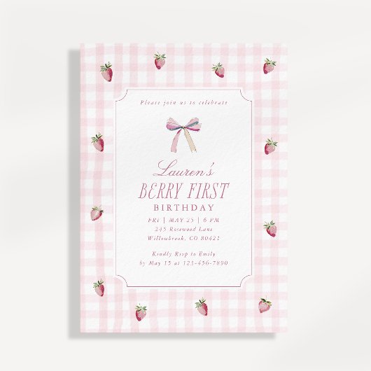 Invitation pour un premier anniversaire Gingham Fr