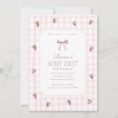Invitation pour un premier anniversaire Gingham Fr (Devant)