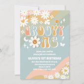 Invitation pour un premier anniversaire Groovy Rét (Devant)