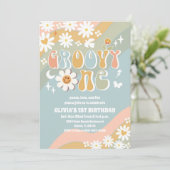 Invitation pour un premier anniversaire Groovy Rét (Debout devant)