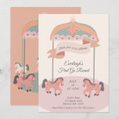 Invitation pour un premier anniversaire Manège (Devant / Derrière)