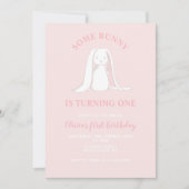 Invitation pour un premier anniversaire rose avec  (Devant)