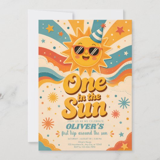 Invitation pour un premier anniversaire sous le so (Devant)
