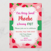 Invitation pour un premier anniversaire Strawberry (Devant)