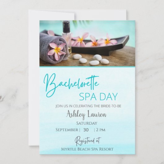 Invitation pour un Spa Bleu pour Futures Mariées (Devant)