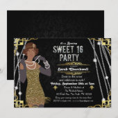 Invitation pour un Sweet 16 afro-américain de styl (Devant / Derrière)