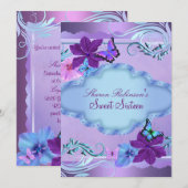 Invitation pour un Sweet 16 au jardin papillon ros (Devant / Derrière)