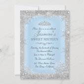 Invitation pour un Sweet 16 Bleu Silver Winter Won (Devant)