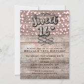 Invitation pour un SWEET 16 en bois rustique patin (Devant)