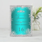 Invitation pour un Sweet 16 turquoise Silver Winte (Debout devant)