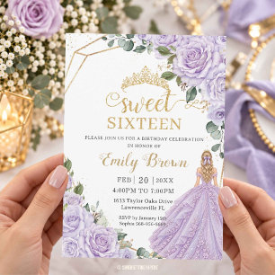 Invitation pour un Sweet Sixteen 16 ans aux fleurs